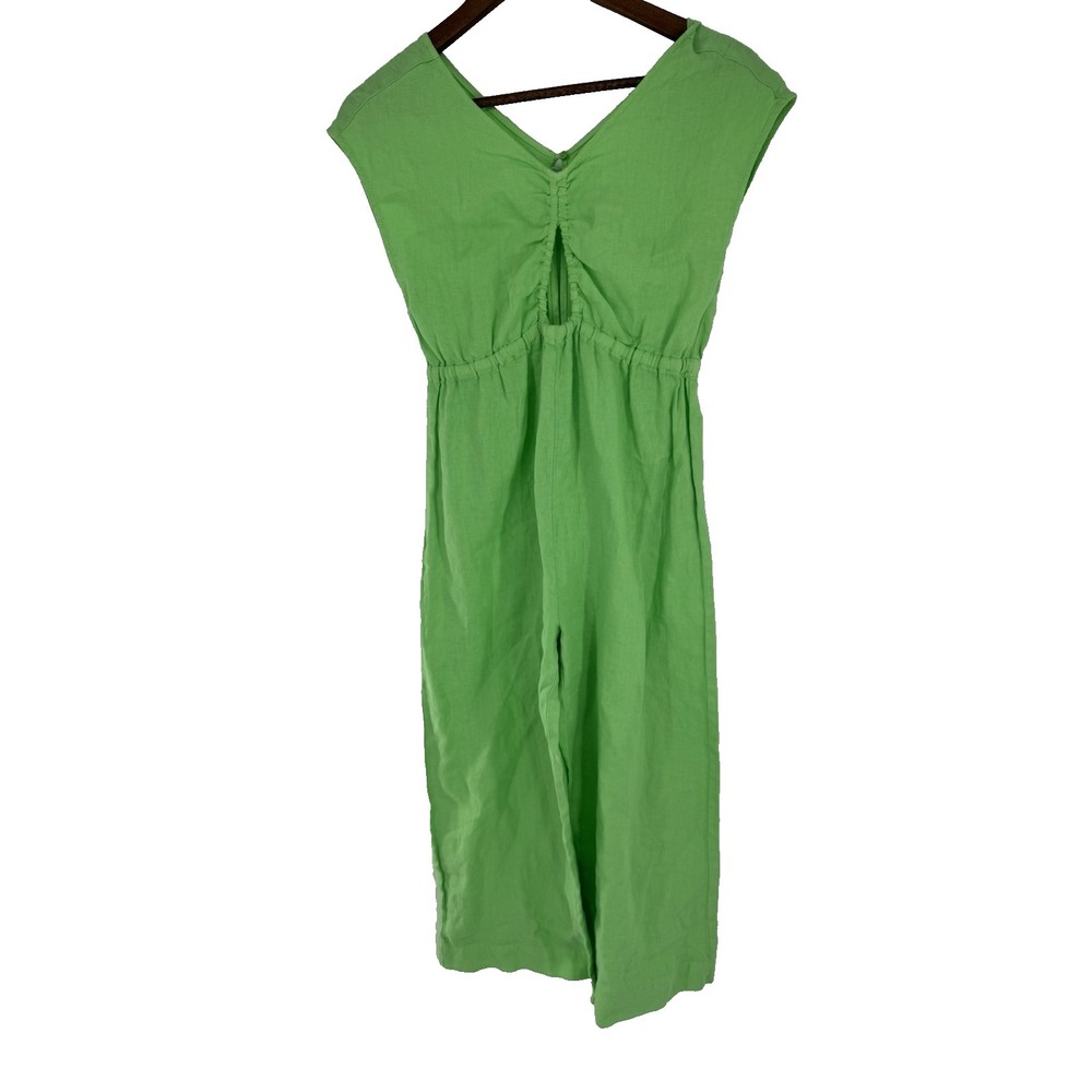 ZARA Lime Green 100% Linen Jumpsuit 11-12